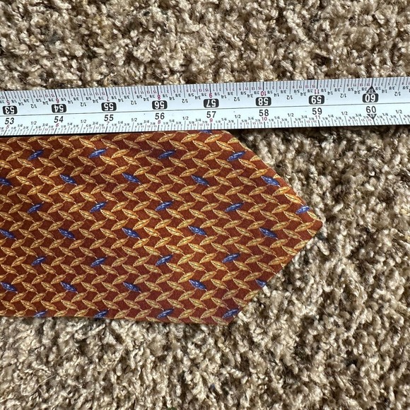 Brooks Brothers Silk Neck Tie Made In USA Geometric Foulard Chain Link - Picture 5 of 7